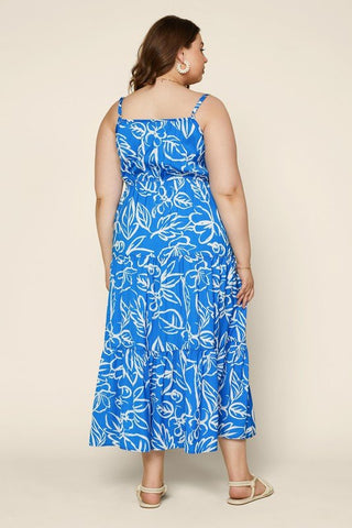 Beach Waves Maxi Dress - Blue - Bonny Flair - Plus Size