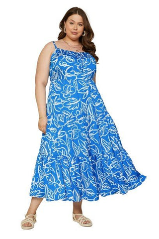 Beach Waves Maxi Dress - Blue - Bonny Flair - Plus Size