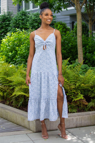 Breath of Fresh Air Midi Dress - Blue - Bonny Flair - Blue Printed Dress