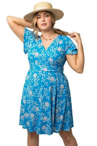 Carolina Floral Dress - Plus - Bonny Flair - blue