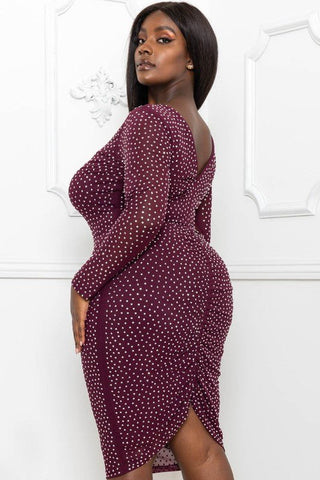 Christina Rhinestone Midi Dress - Plus - Bonny Flair - Cocktail Dress