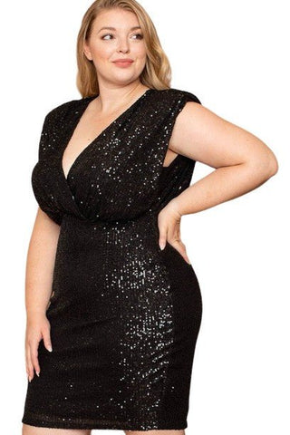 Forever Your Dream Black Sequin Dress - PLUS - Bonny Flair - Black Dress