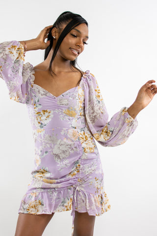 Isabella Floral Mini Dress - Lavender - Bonny Flair - Floral