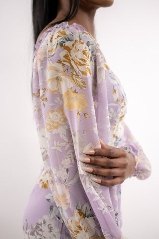 Isabella Floral Mini Dress - Lavender - Bonny Flair - Floral