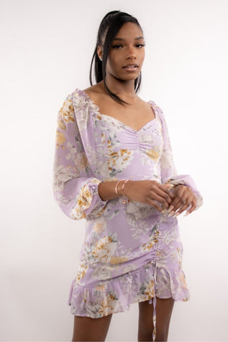 Isabella Floral Mini Dress - Lavender - Bonny Flair - Floral