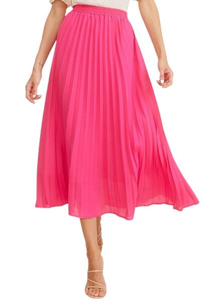 Hot pink hotsell pleated skirt midi