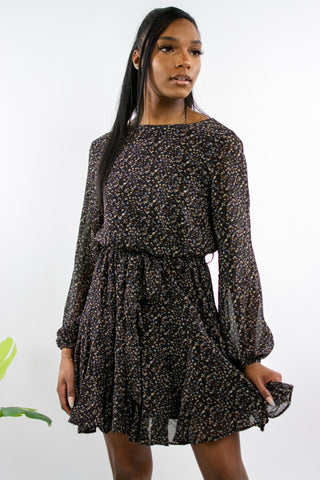 Remember Me Mini Dress - Black - Bonny Flair - Black Printed Dress