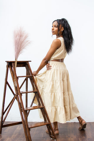 Sunny Destination Cut Out Dress - Cream - Bonny Flair - cream
