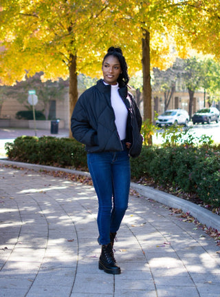 Trendy Black Puffer Jacket - Bonny Flair - black jacket