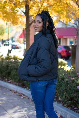 Trendy Black Puffer Jacket - Bonny Flair - black jacket