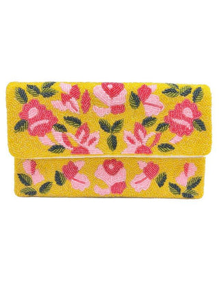 Yellow Beaded Clutch - Bonny Flair - Beaded Purse