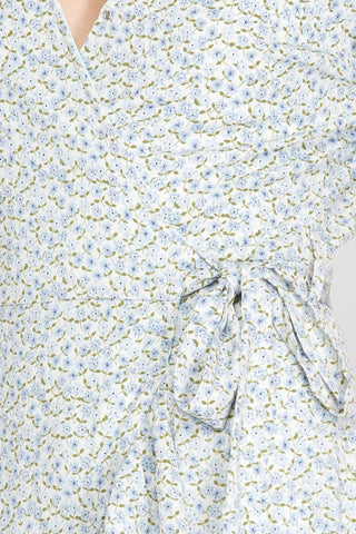 You're the One Floral Mini Wrap Dress - Blue - Bonny Flair - Blue