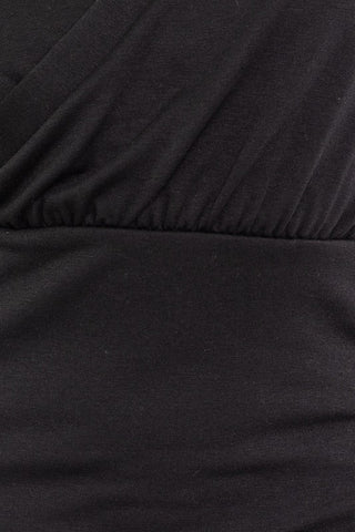 Long Sleeve Collared Wrap Style Dress - Black - Bonny Flair - Black Dress