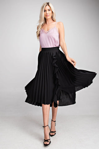 Pleated Skirt - Black - Bonny Flair - Midi Skirt