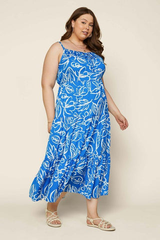 Beach Waves Maxi Dress - Blue - Bonny Flair - Plus Size