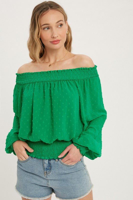 Off shoulder chiffon online tops