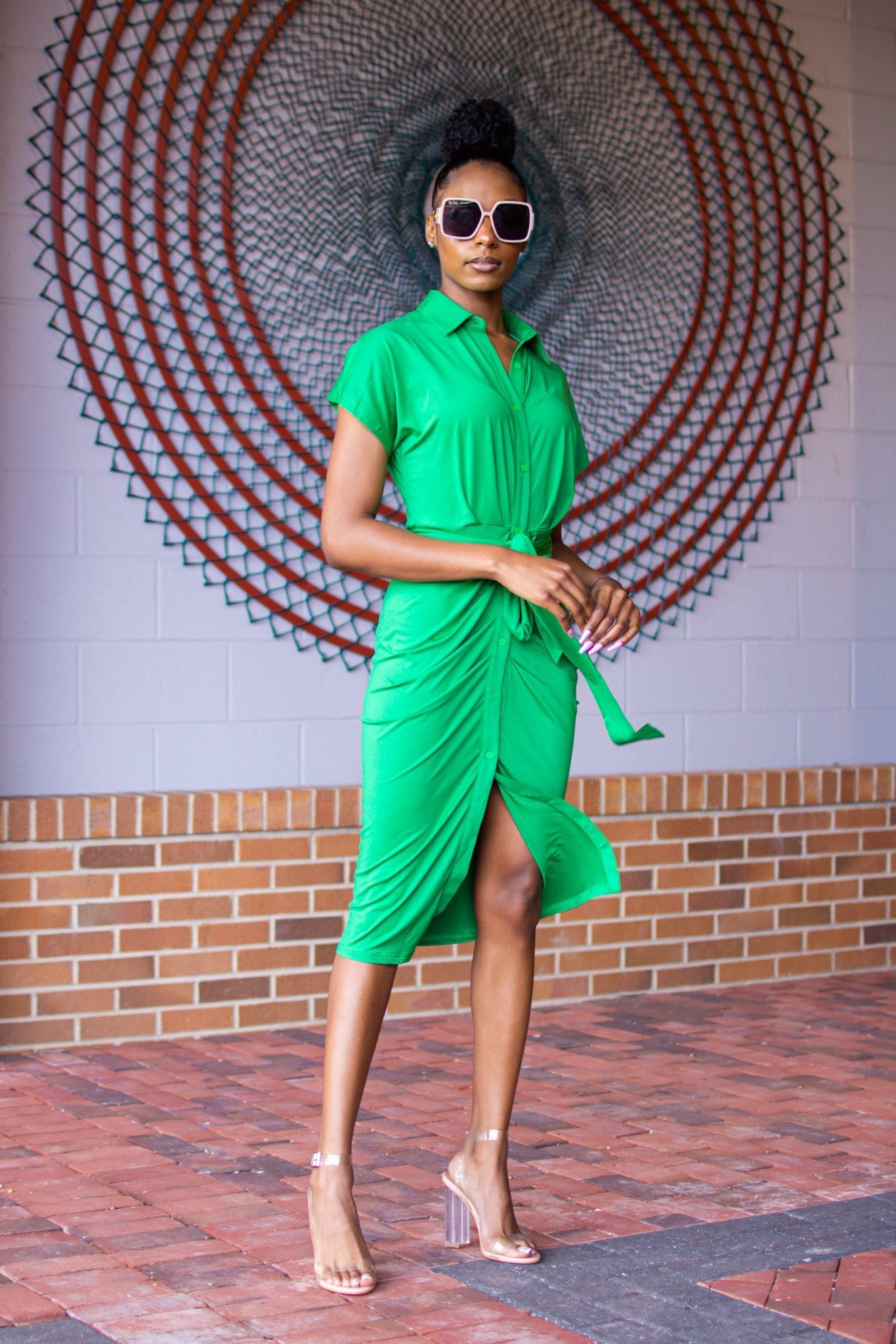 Button down green clearance dress