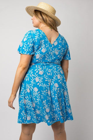 Carolina Floral Dress - Plus - Bonny Flair - blue