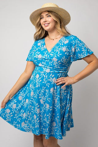 Carolina Floral Dress - Plus - Bonny Flair - blue