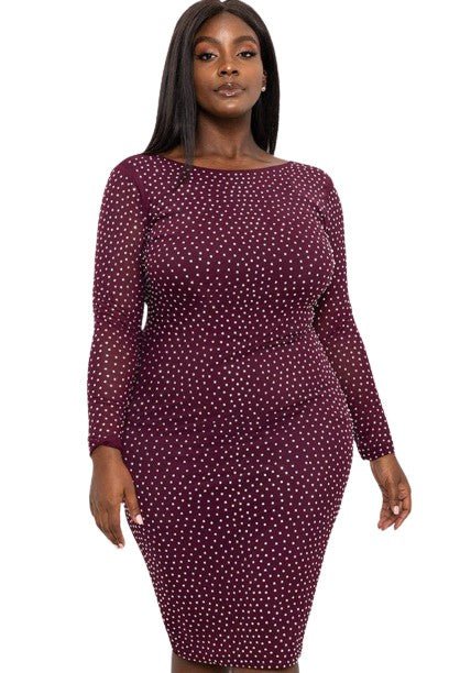 Christina Rhinestone Midi Dress - Plus - Cocktail Dress - Curve – Bonny  Flair