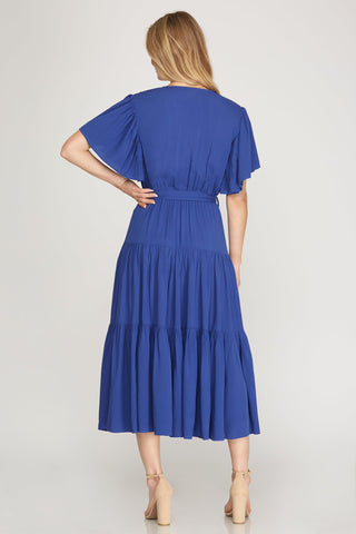 Finally Here Maxi Tiered Dress - Royal Blue - Bonny Flair - blue