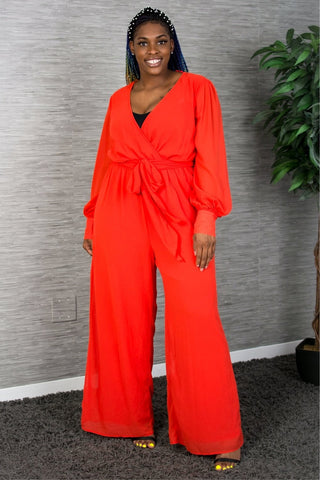 Long Sleeve Jumpsuit Tomato Red Jumpsuit Plus – Bonny Flair