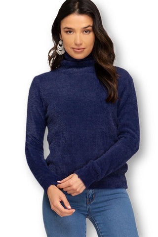 Fuzzy Knit Turtleneck Sweater - FINAL SALE - Bonny Flair - Fall