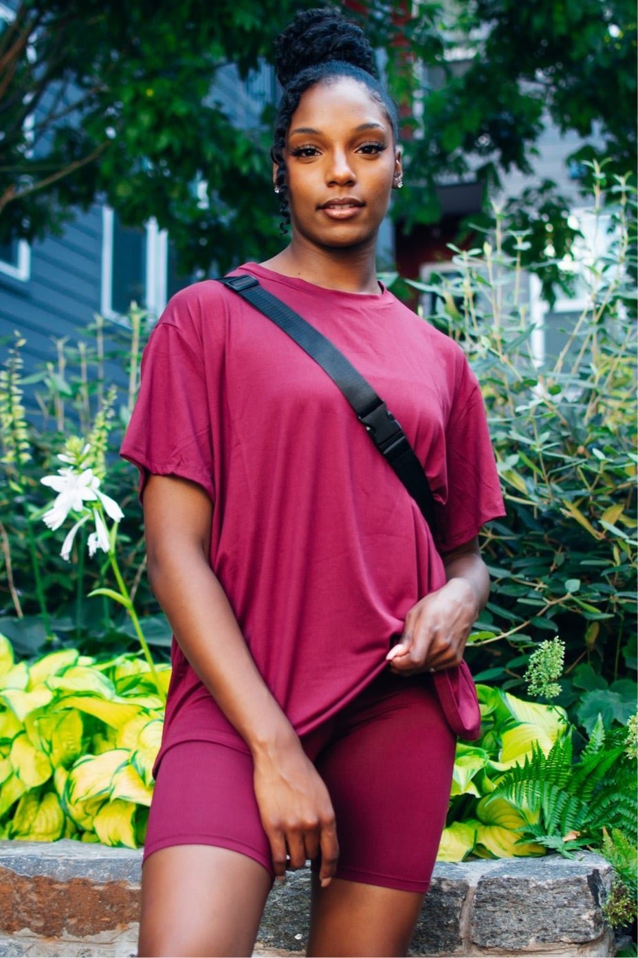 Red biker shorts on sale set