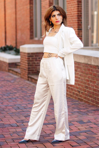 The Angela Satin Pants - Cream - neutral - Pants – Bonny Flair