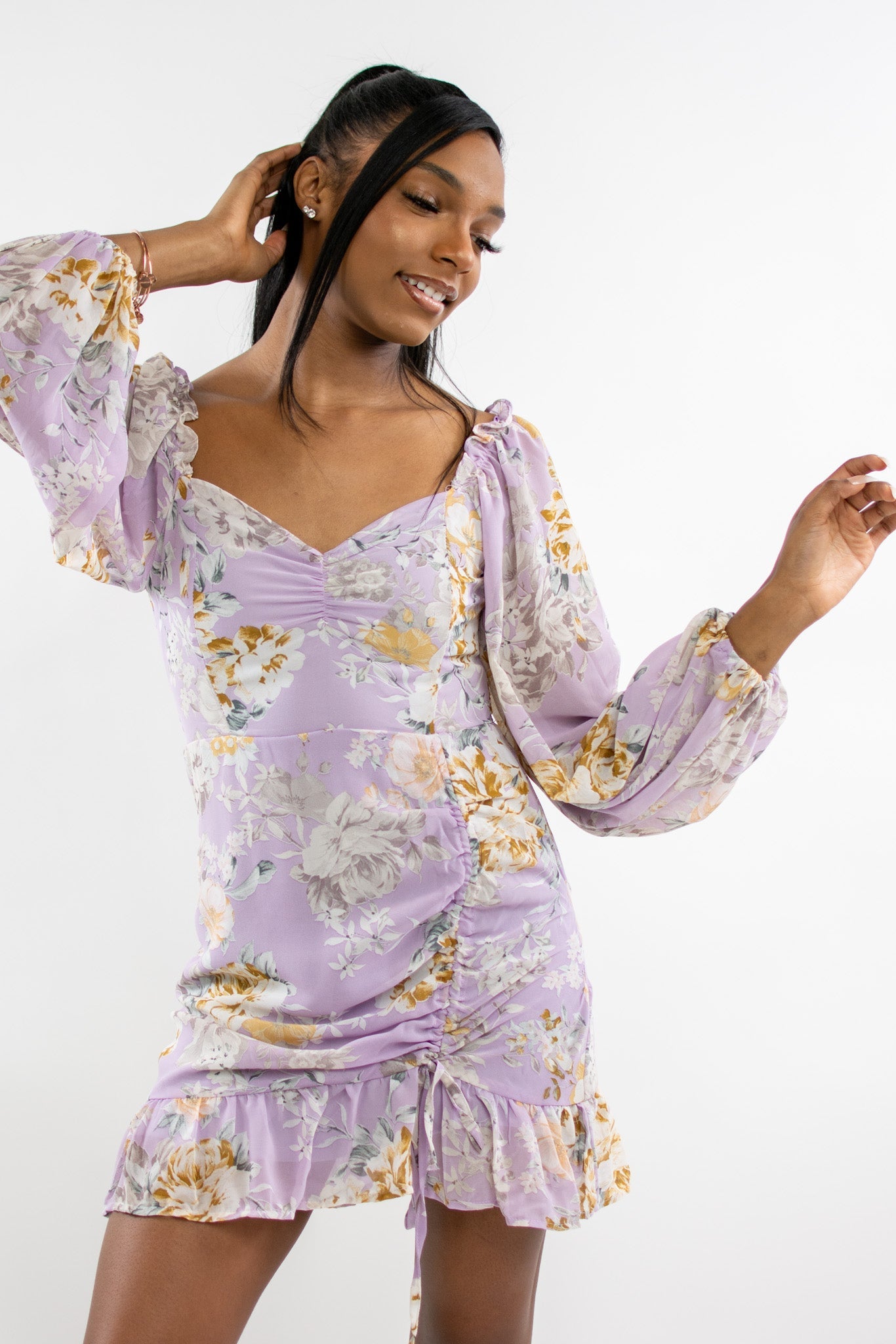 Lavender floral 2024 wrap dress