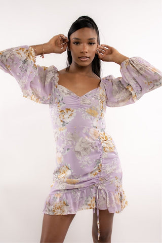 Isabella Floral Mini Dress - Lavender - Bonny Flair - Floral