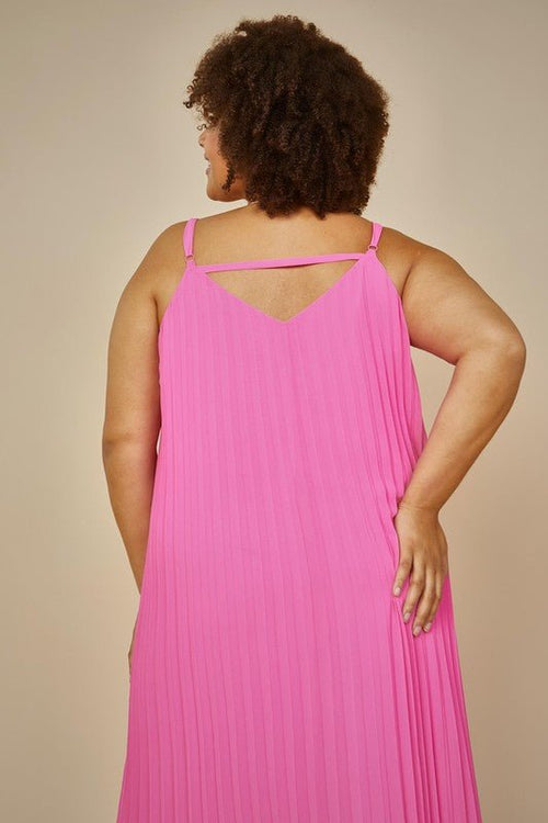 Pleated Maxi Dress Pink Available In Plus Bright Pink Dress