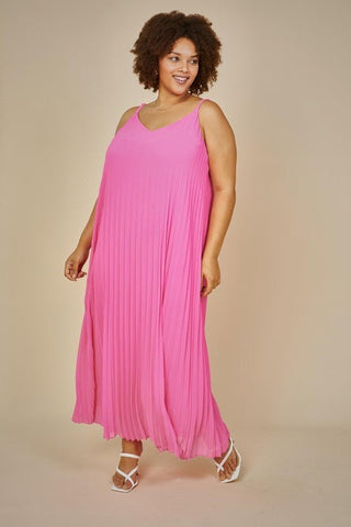 Pleated Maxi Dress - Pink - Bonny Flair - Available in Plus