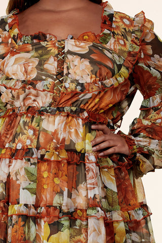 Ready for Fall Floral Print Mini Dress - Plus - Bonny Flair - dress for fall - Dress - fall dress