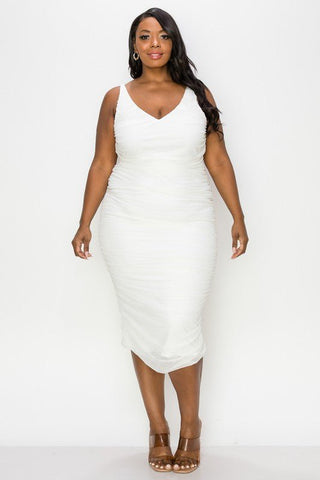 White Plus Size Midi Dresses, Plus Size White Sundresses