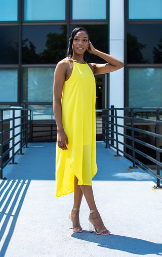 Social Butterfly Midi Dress - Yellow - Bonny Flair - Flowing Dress