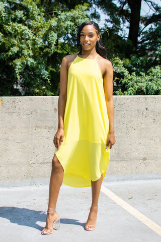 Social Butterfly Midi Dress - Yellow - Bonny Flair - Flowing Dress