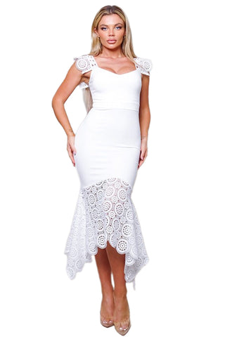 The Cassidy Midi Dress - White - Bonny Flair - Bridal
