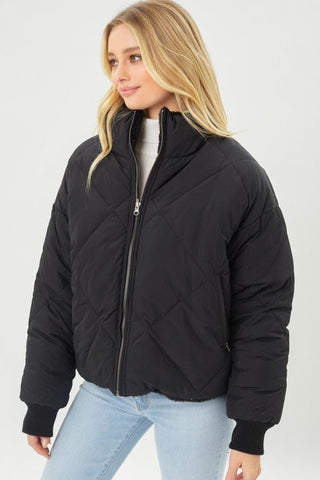 Trendy Black Puffer Jacket - Bonny Flair - black jacket