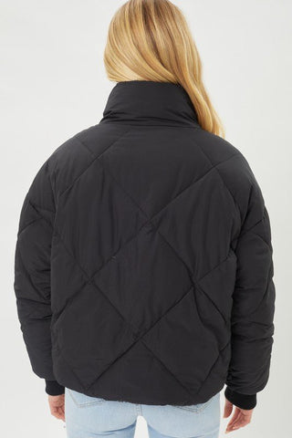 Trendy Black Puffer Jacket - Bonny Flair - black jacket